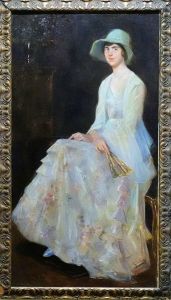 Portrait of a seated lady with fan